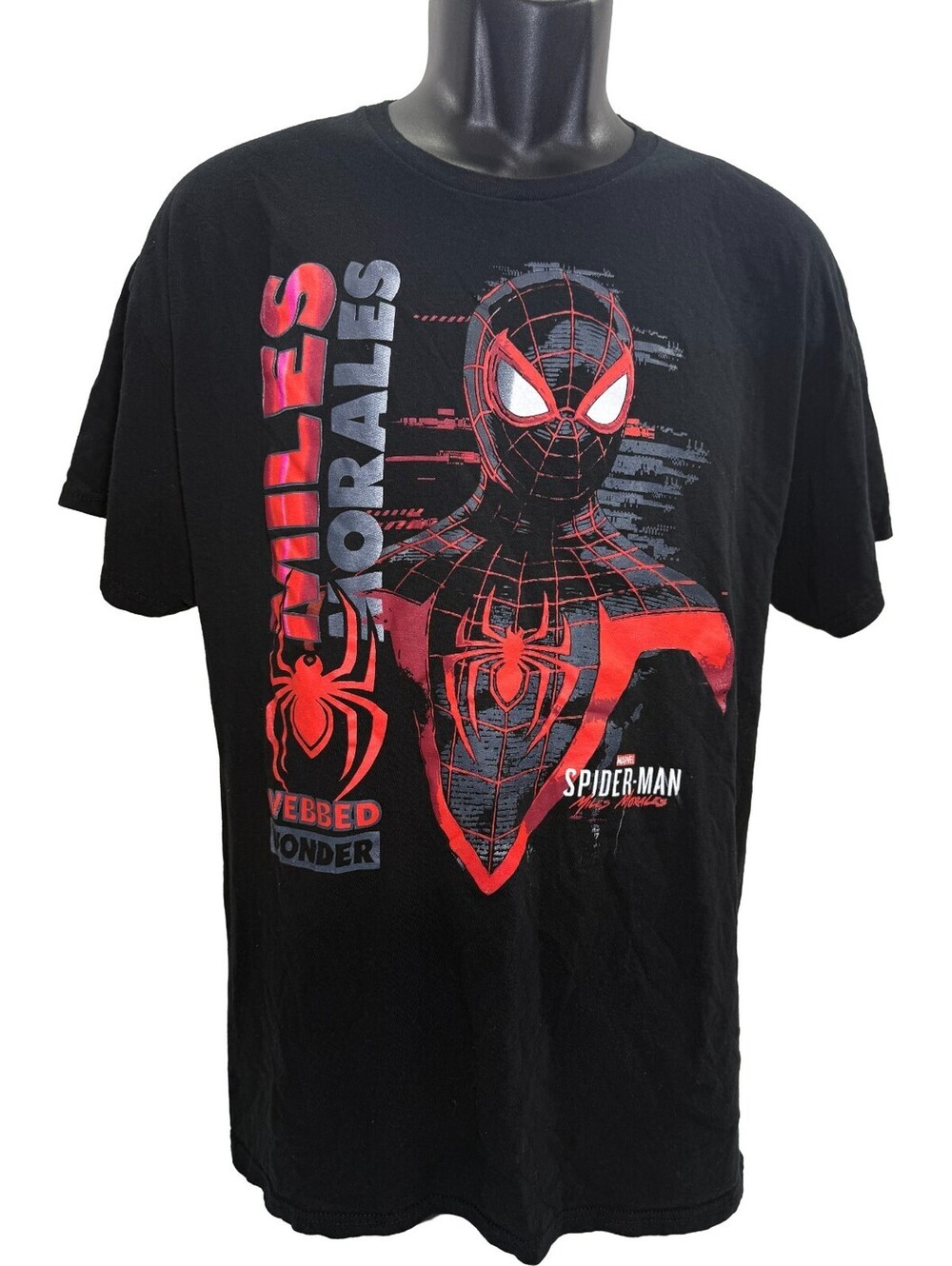 Marvel Spider-Man Miles Morales Webbed Wonder Graphic Tee Black Large T-Shirt